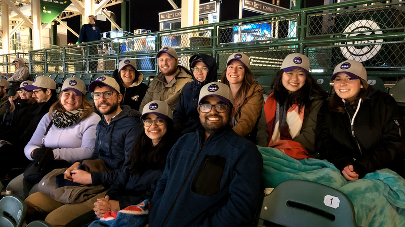Green Lab members at a baseball game