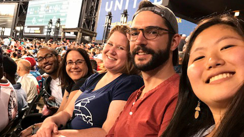 Green Lab members at a baseball game