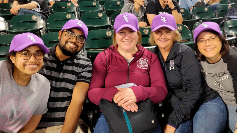 Green Lab members at a baseball game