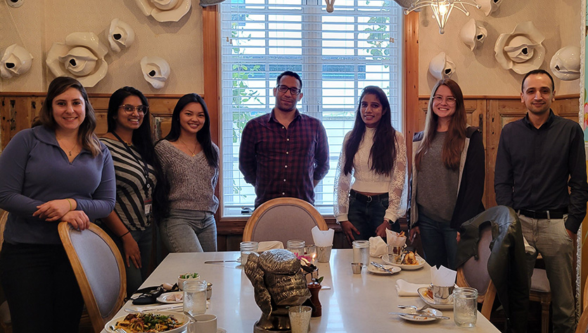 Lab members out to eat