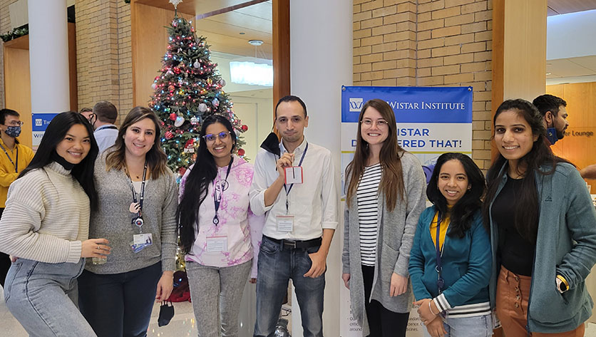 Lab members at a winter event.