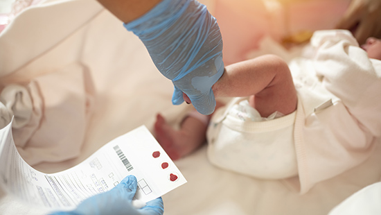 Dried blood spot testing on a newborn