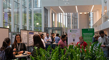 Participants interacting at a poster session